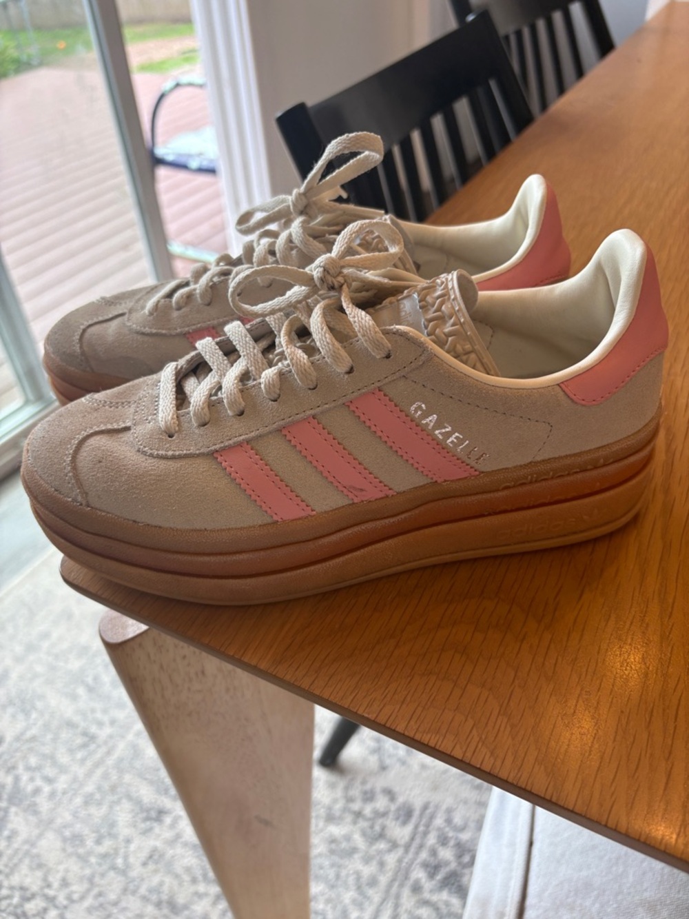adidas Gazelle Platform Sneakers - Beige & Pink